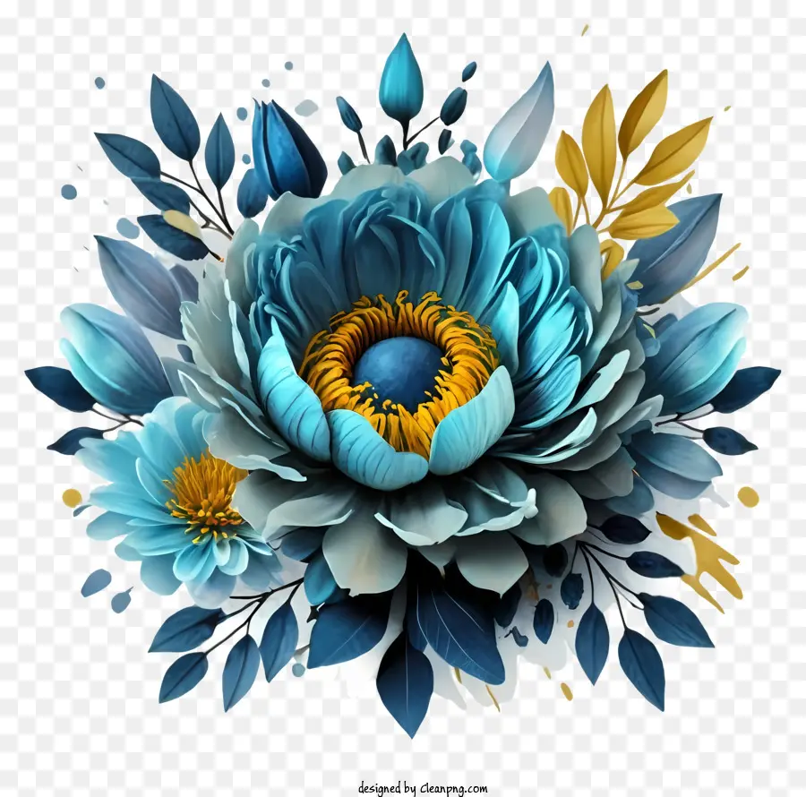 Flor Azul，Flor Amarela PNG