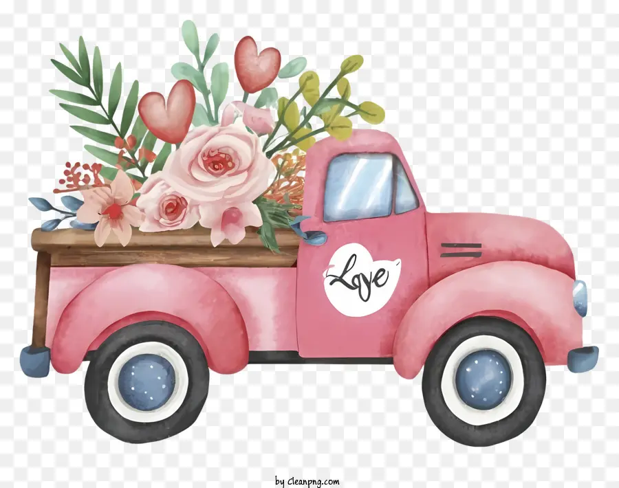 Caminhão Rosa，Arranjo Floral PNG