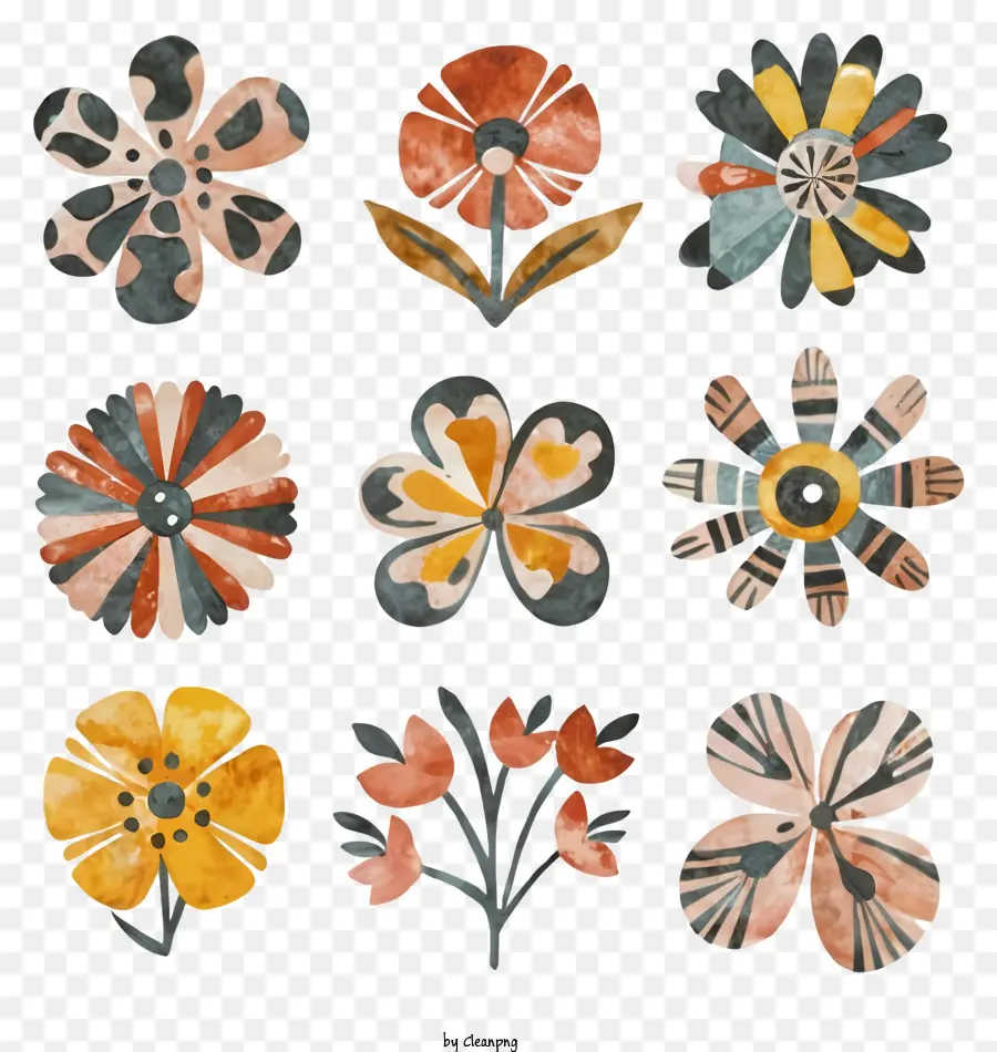 Desenhos De Flores Em Aquarela，Flores Coloridas PNG