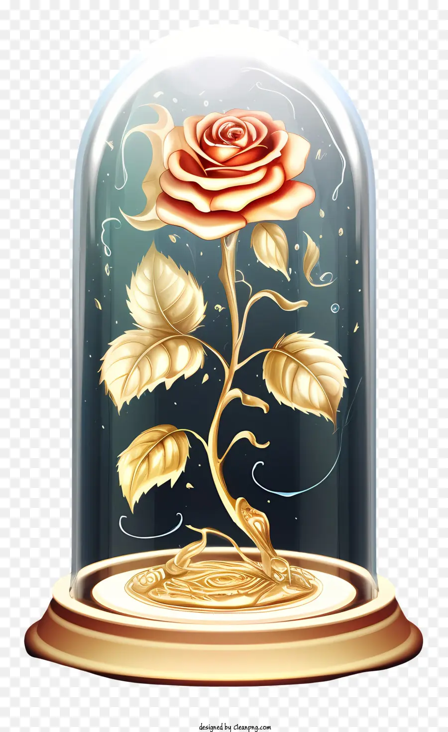Rosa Em Cúpula De Vidro，Ouro Rose PNG