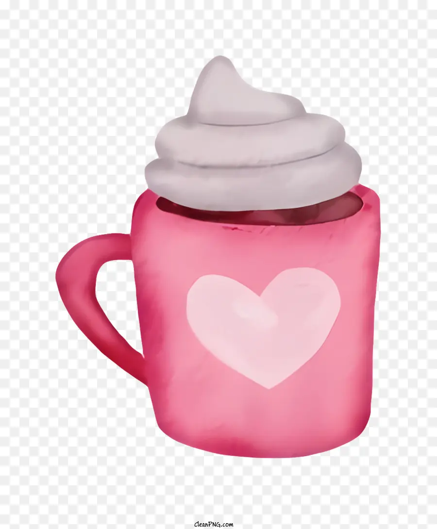 Caneca Rosa，Coração PNG