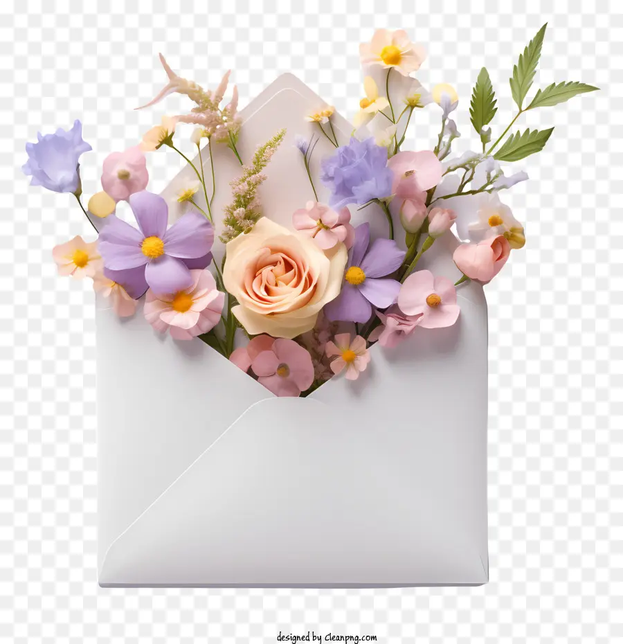 Buquê De Flores，Envelope Branco PNG