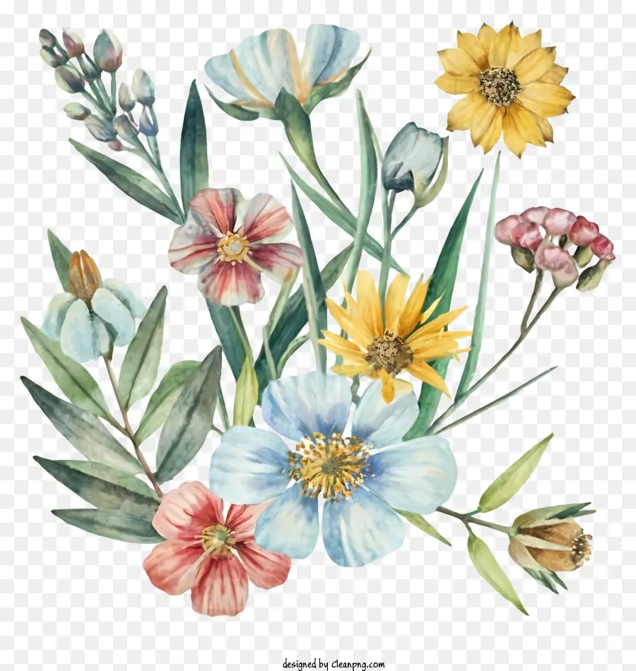 Pintura Em Aquarela，Bouquet Of Flowers PNG