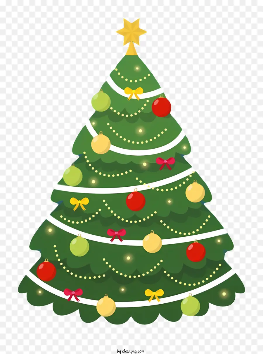 árvore De Natal Verde，Branco Ornamentos PNG