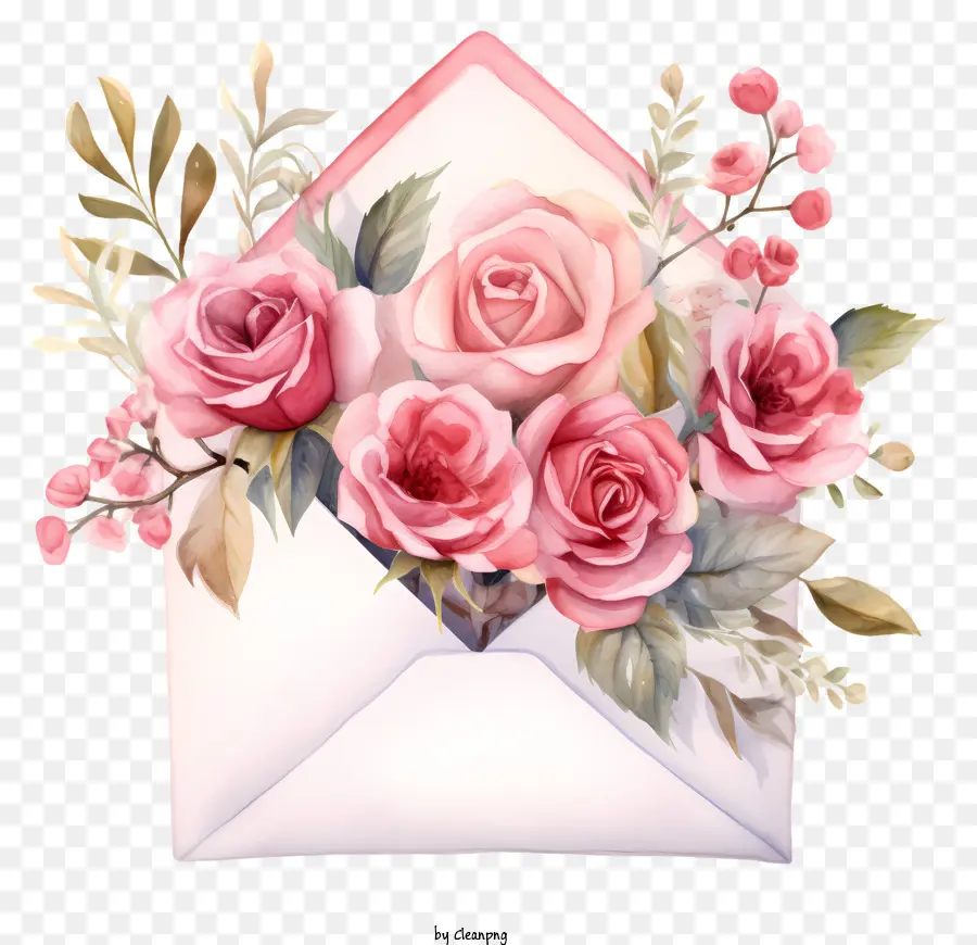 Envelope Branco，Envelope Com Flores PNG