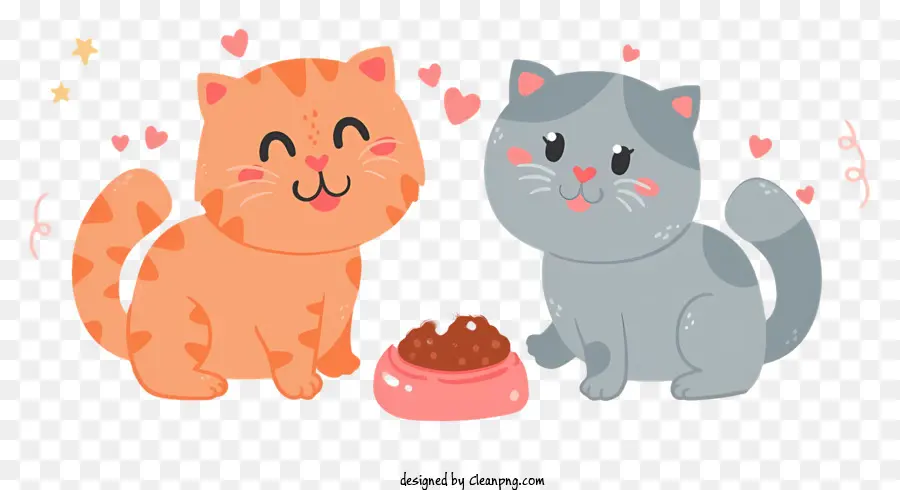 Dos Desenhos Animados De Gatos，Tigela De Comida PNG