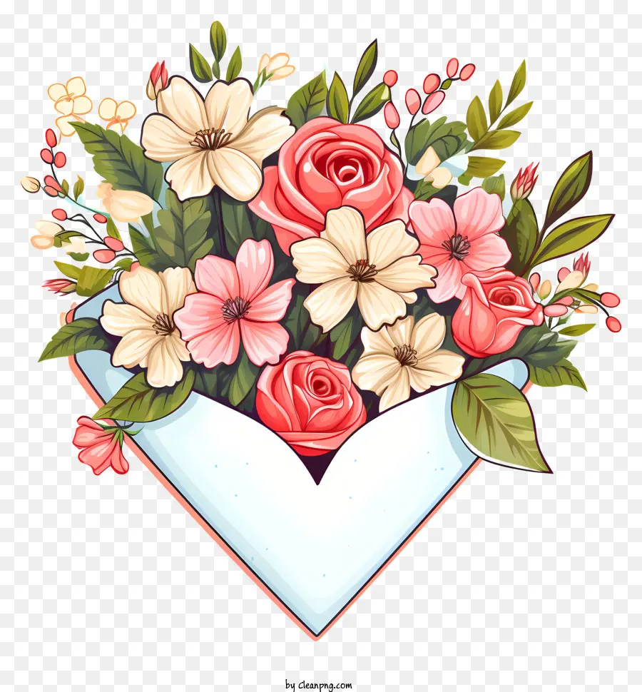 Bouquet Of Flowers，Caixa De Papel Em Forma De Coração PNG