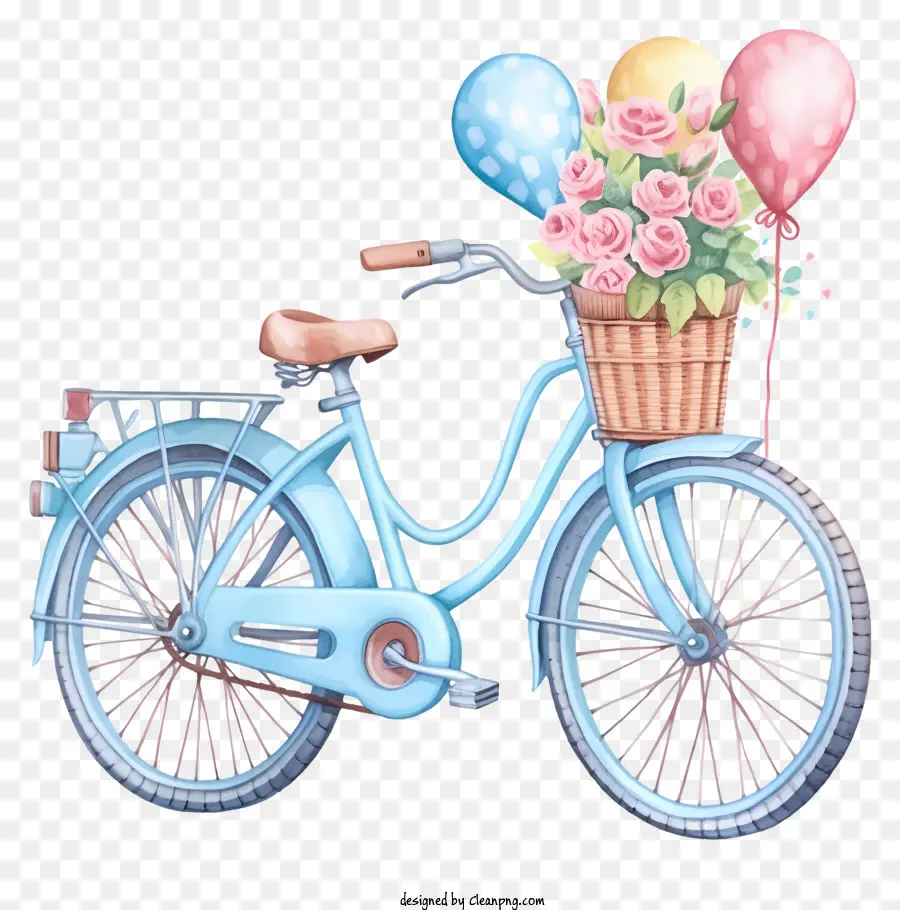 Azul Bicicleta，Balões Rosa PNG