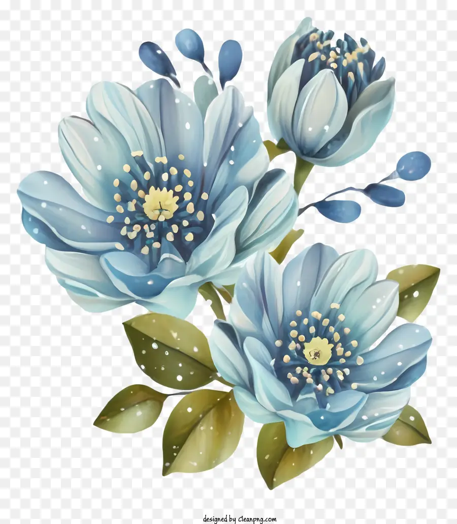 Pintura Em Aquarela，Flores Azuis PNG