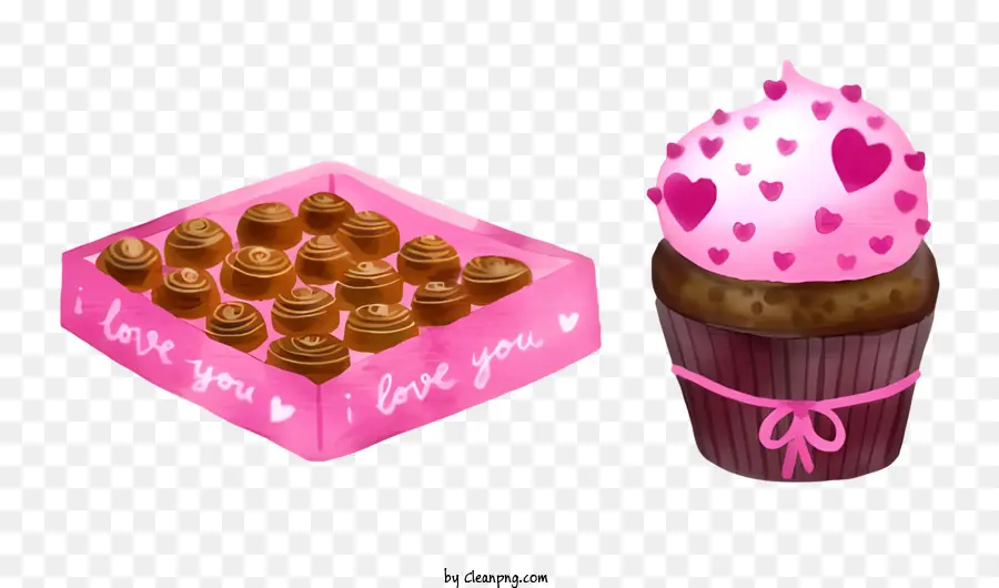 Dia De São Valentim Cupcakes，Caixa De Rosa PNG