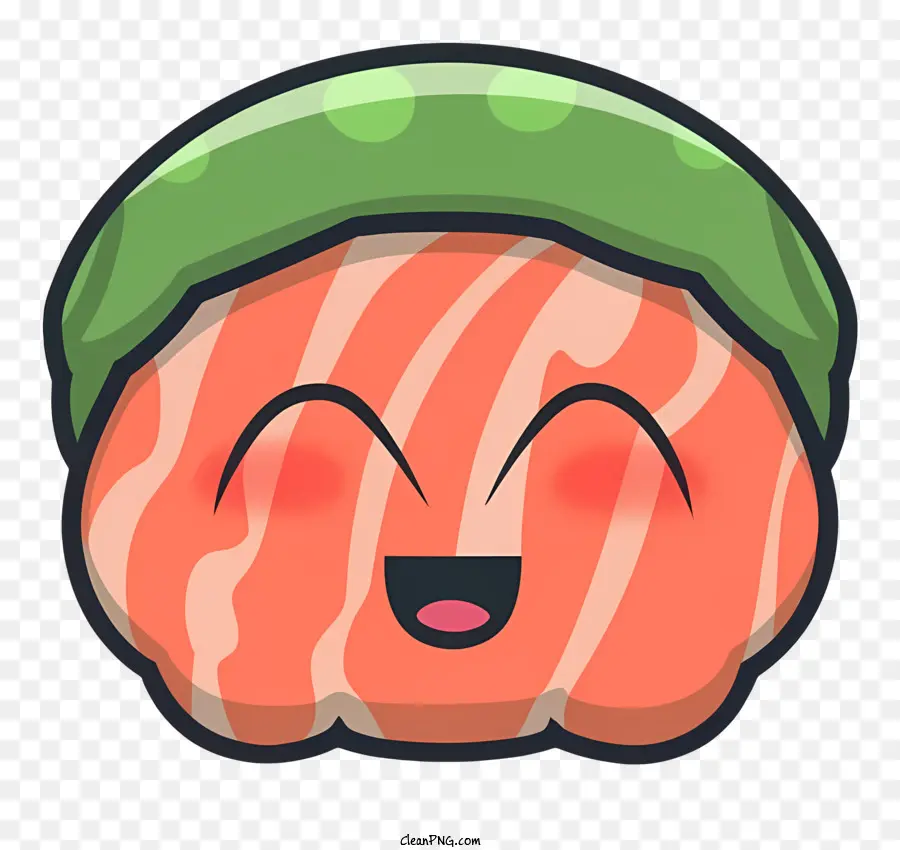 Salmão De Desenho Animado，Sushi Feliz Com Chapéu Verde PNG