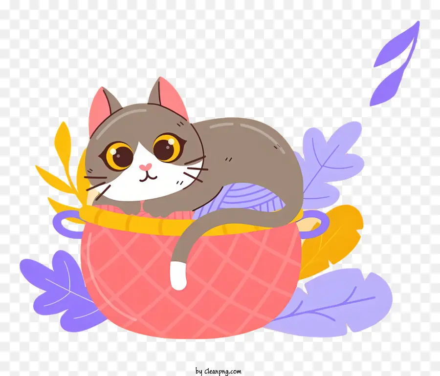 Gato Sentado，Gato Na Cesta PNG