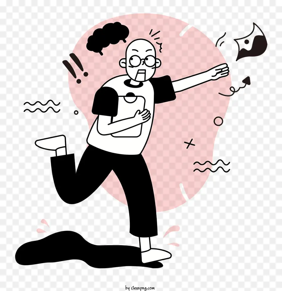 Homem Dos Desenhos Animados，Correndo Com Frigideira PNG