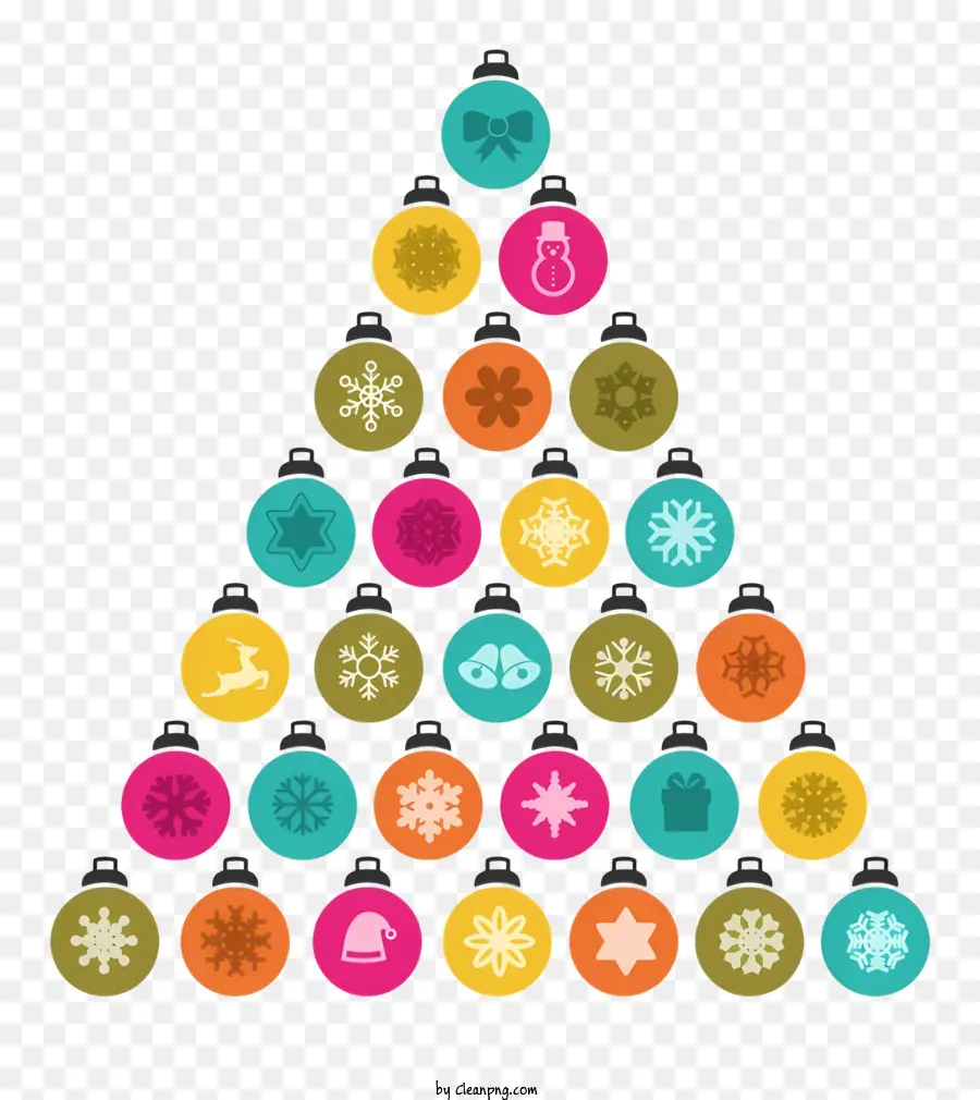 árvore De Natal，Ornamentos Coloridos PNG