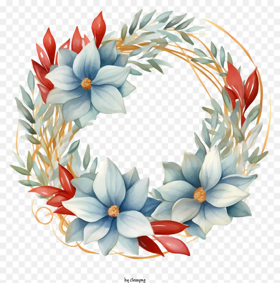 Flor Coroa De Flores，Azul E Branco Flores PNG