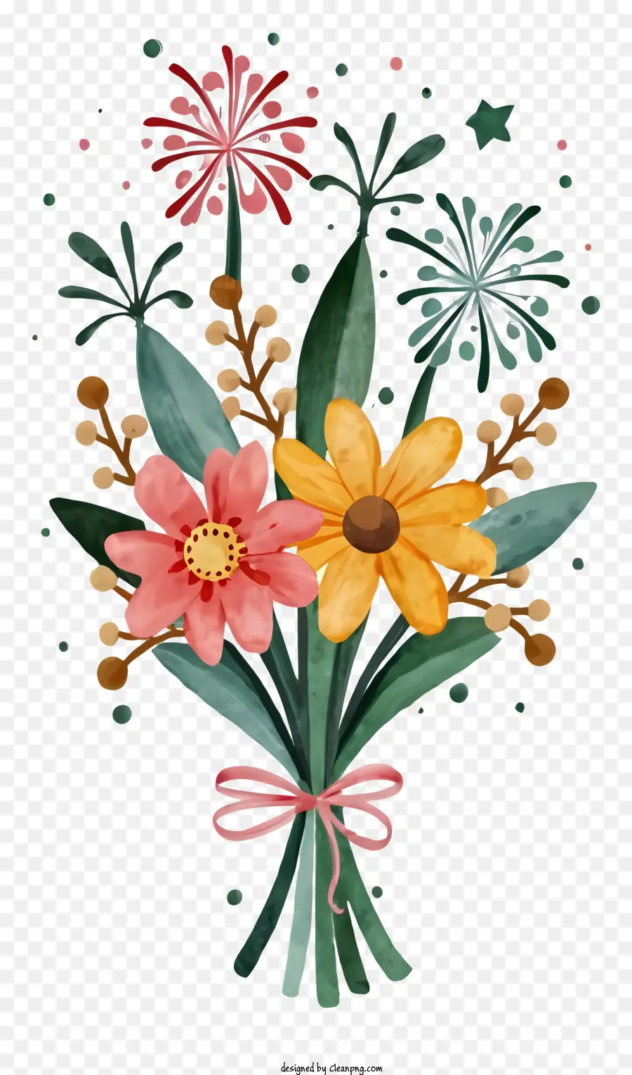 Bouquet Of Flowers，Flores De Cores Vivas PNG