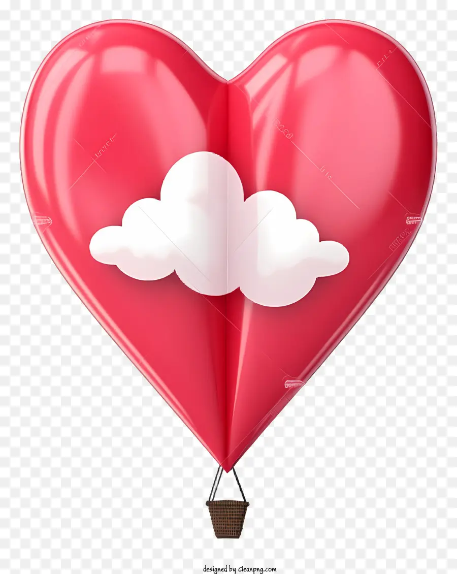 Vermelho Heartshaped Balão，Cloud Emaed Dentro Do Balão PNG