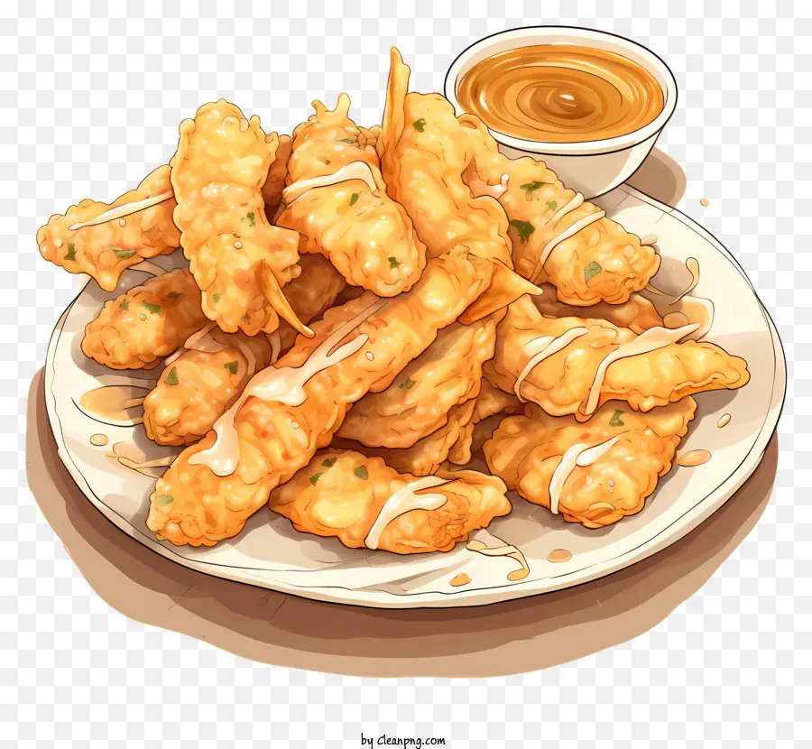 Nuggets De Frango Frito，Anéis De Cebola Frita PNG