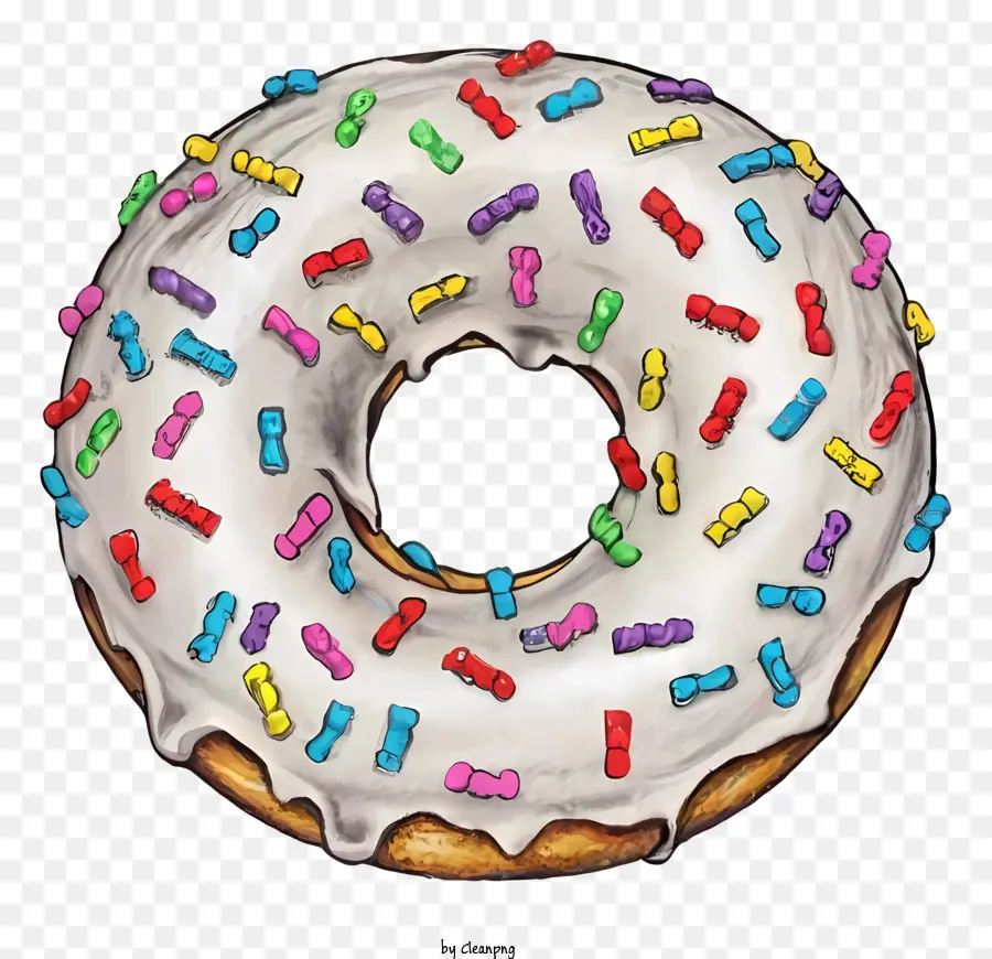 Vidro Donut，Arco íris Polvilha PNG