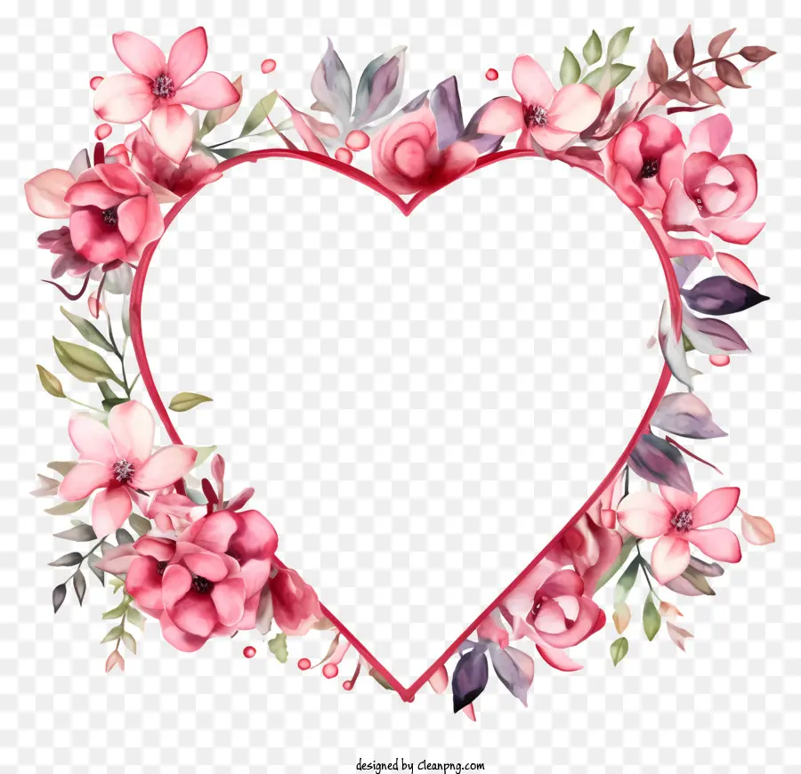 Coração De Quadro，Aquarela Flores PNG