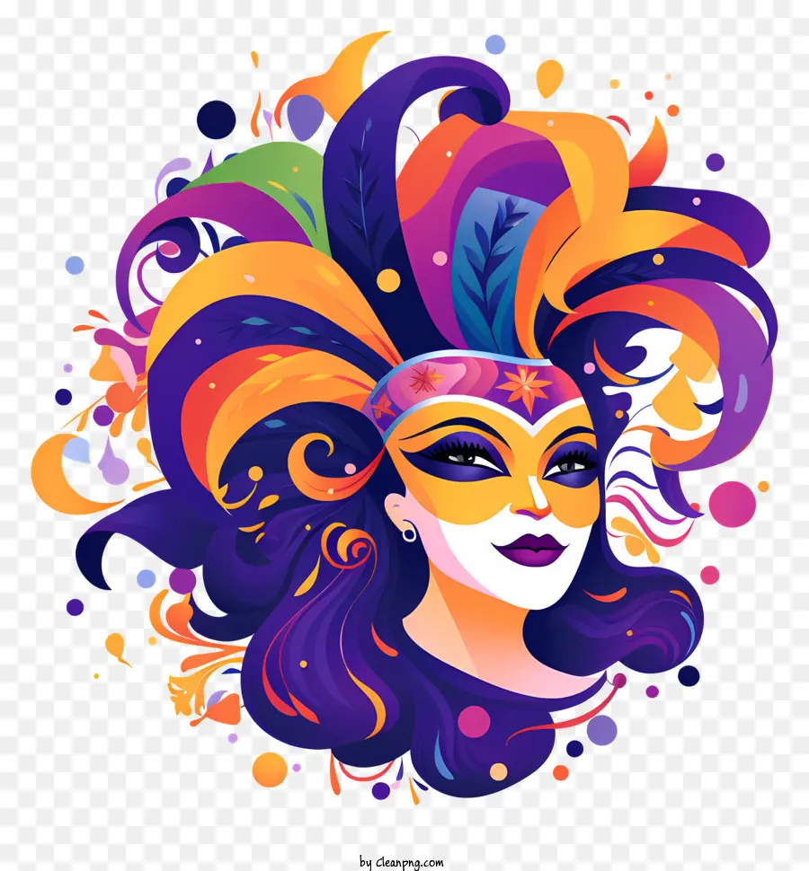 Mulher Mascarada，Penas Coloridas PNG