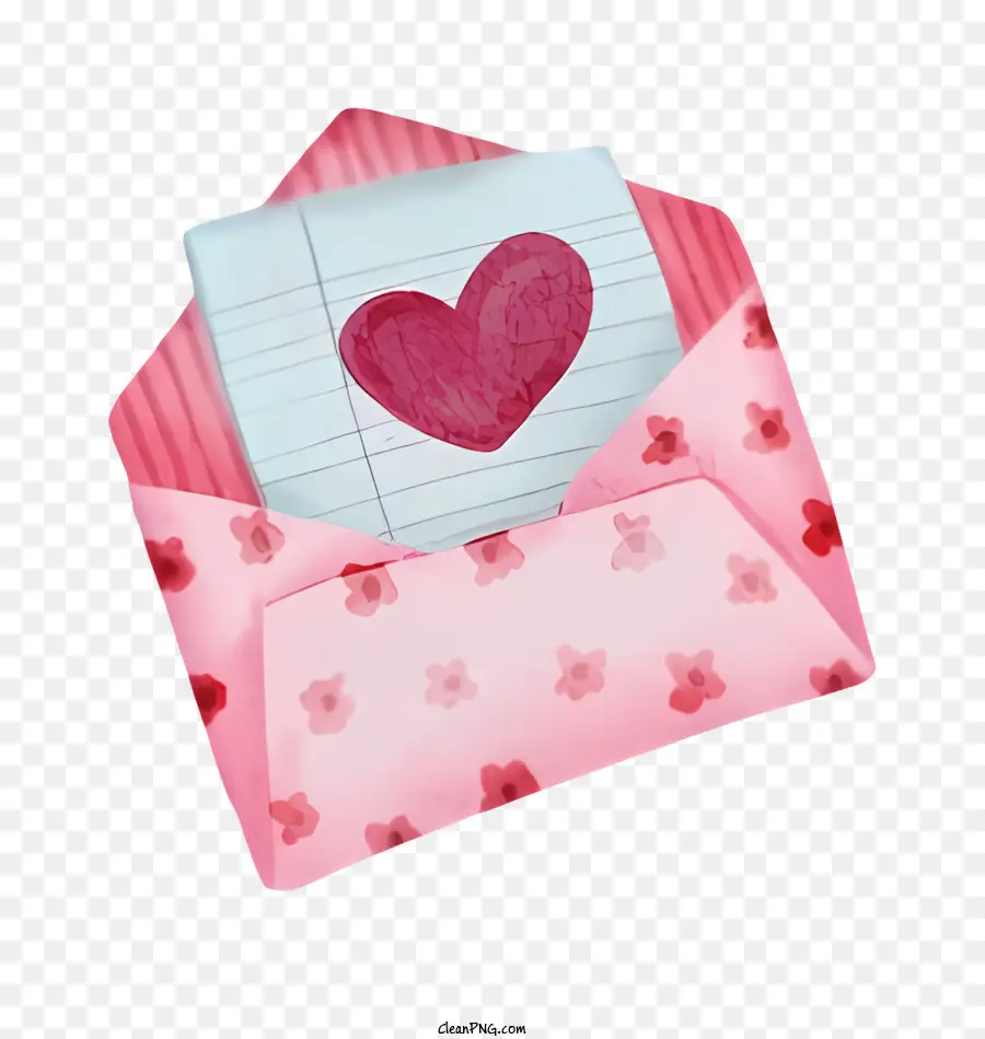 Envelope Vermelho De Coração，Nota De Amor Romântica PNG