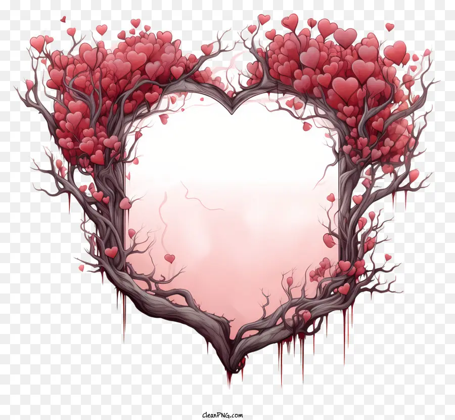 árvore Em Forma De Coração，O Sangue Escorrendo PNG