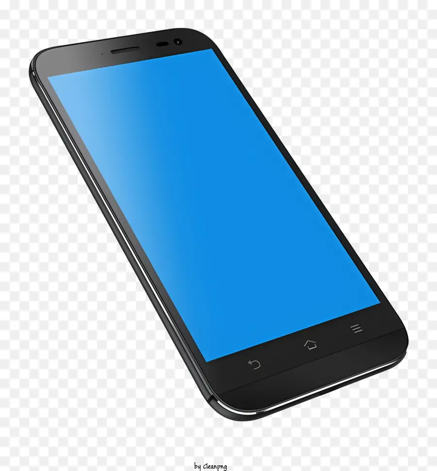 Smartphone Preto，Tela Azul PNG