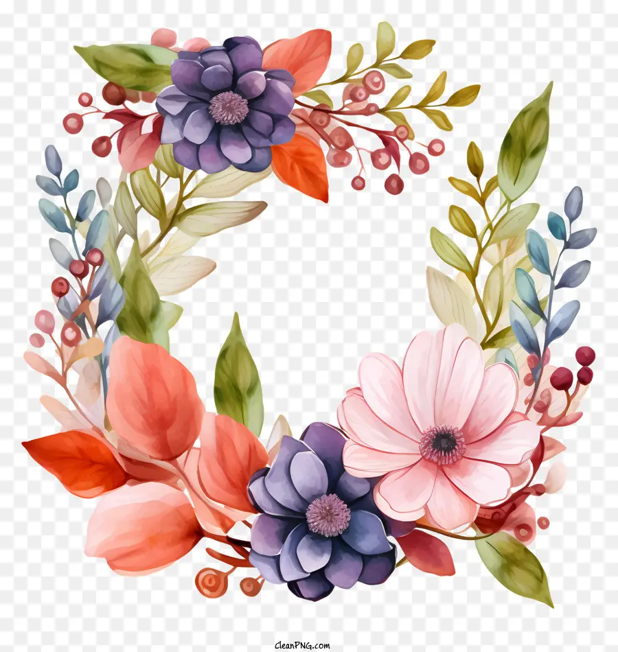 Coroa De Flores，Flores Coloridas PNG
