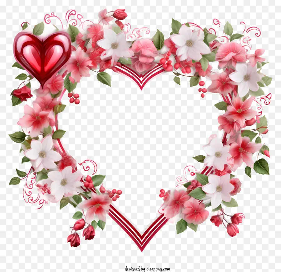 Heartshaped Coroa De Flores，Flores Cor De Rosa PNG