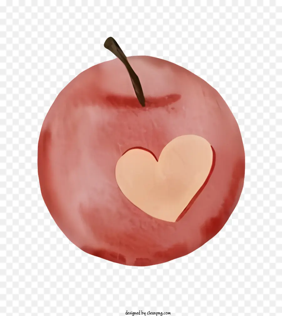 A Red Apple，Heartshaped Apple PNG