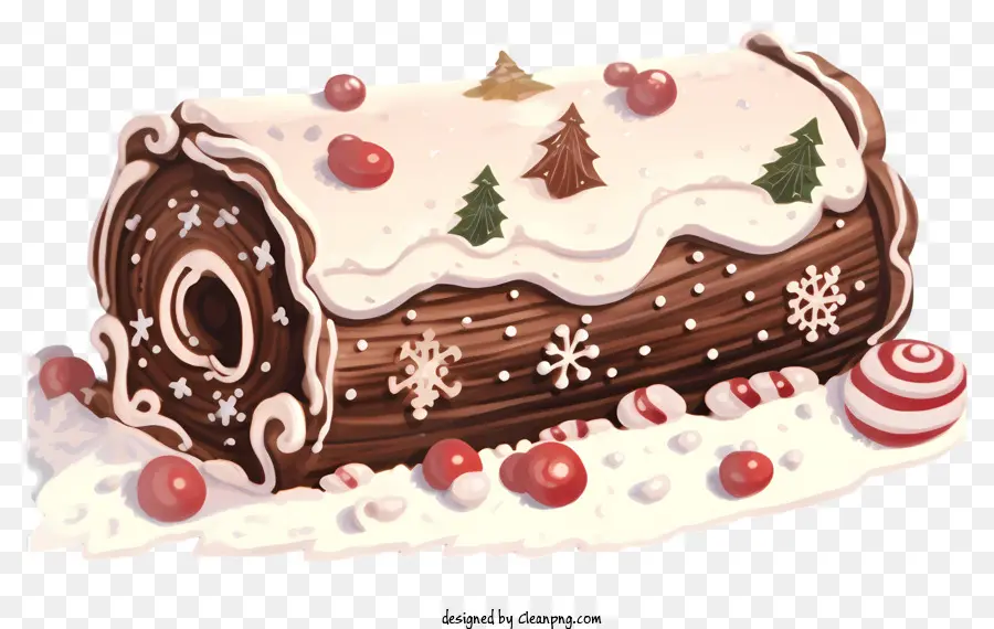 Bolo De Chocolate，Log De Natal PNG