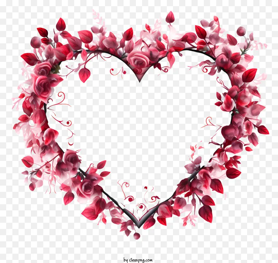 Coração Floral Rosa，Flores Cor De Rosa PNG