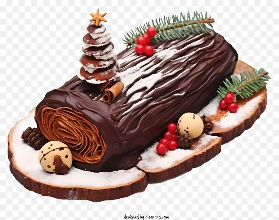 Bolo De Tronco De Chocolate，Bolo De Natal PNG