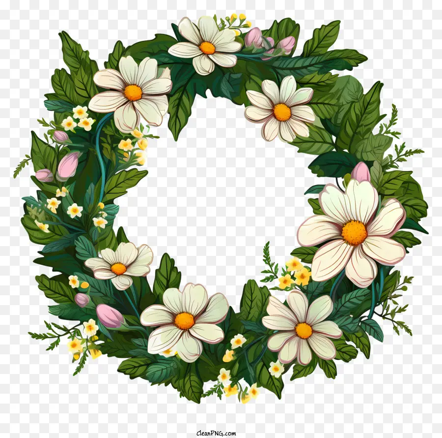 Primavera Coroa De Flores，Daisy Wreath PNG