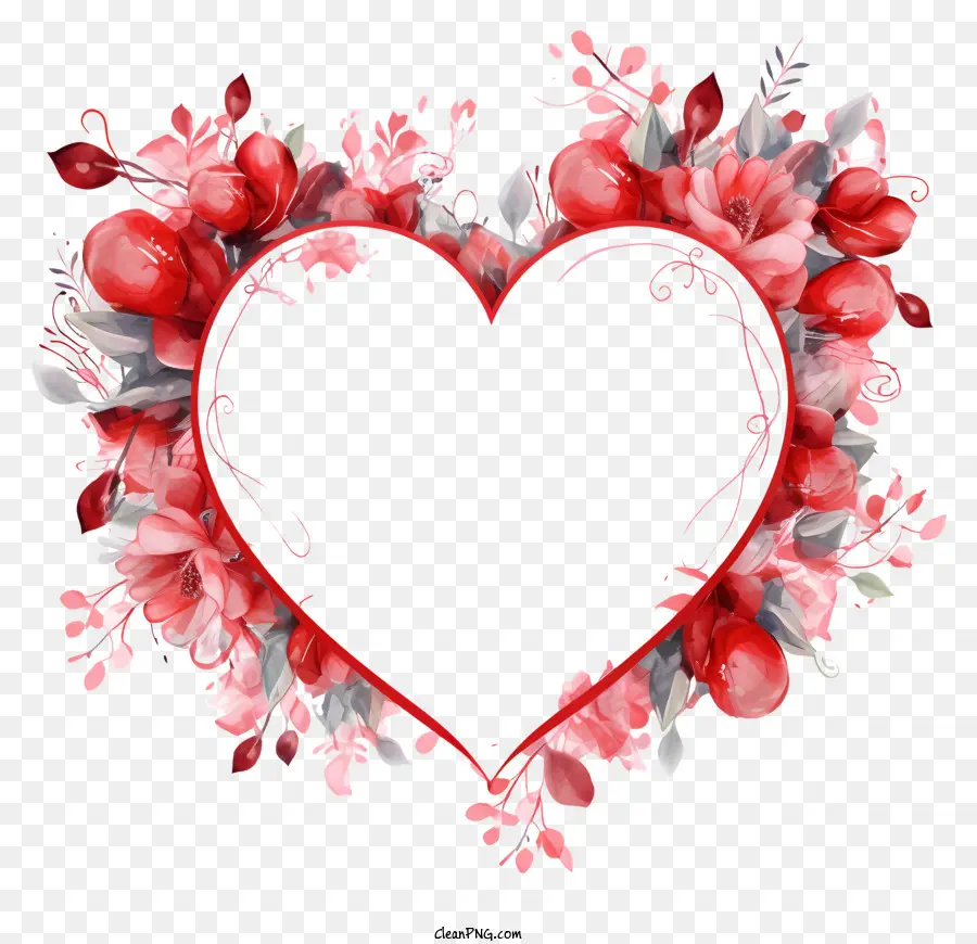 Coração Vermelho，Aquarela Flores PNG