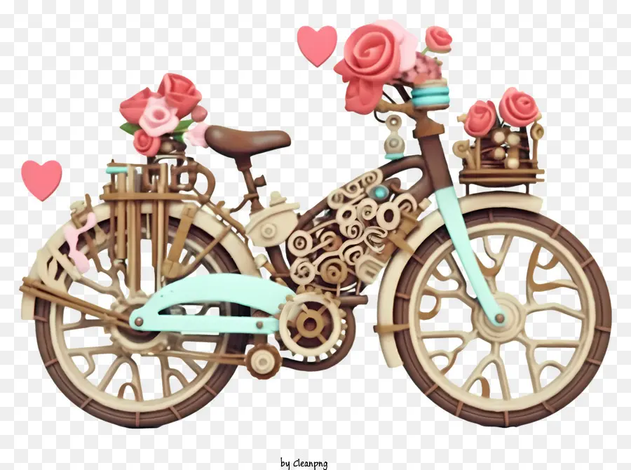 Bicicleta Com Rosas，Guiador PNG