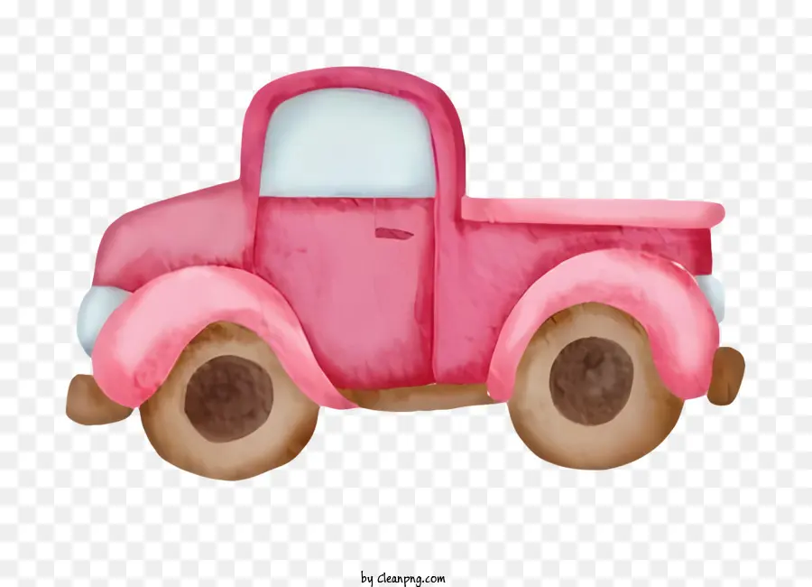 Caminhão Rosa，Telhado Branco PNG