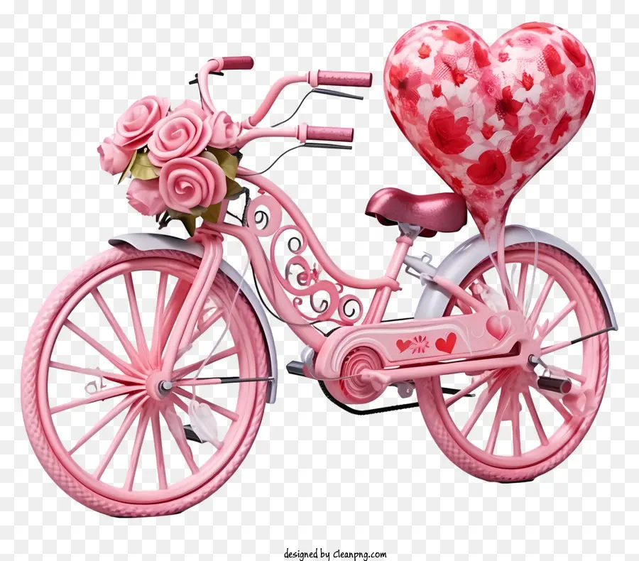 Bicicleta Cor De Rosa，Heartshaped Balão PNG