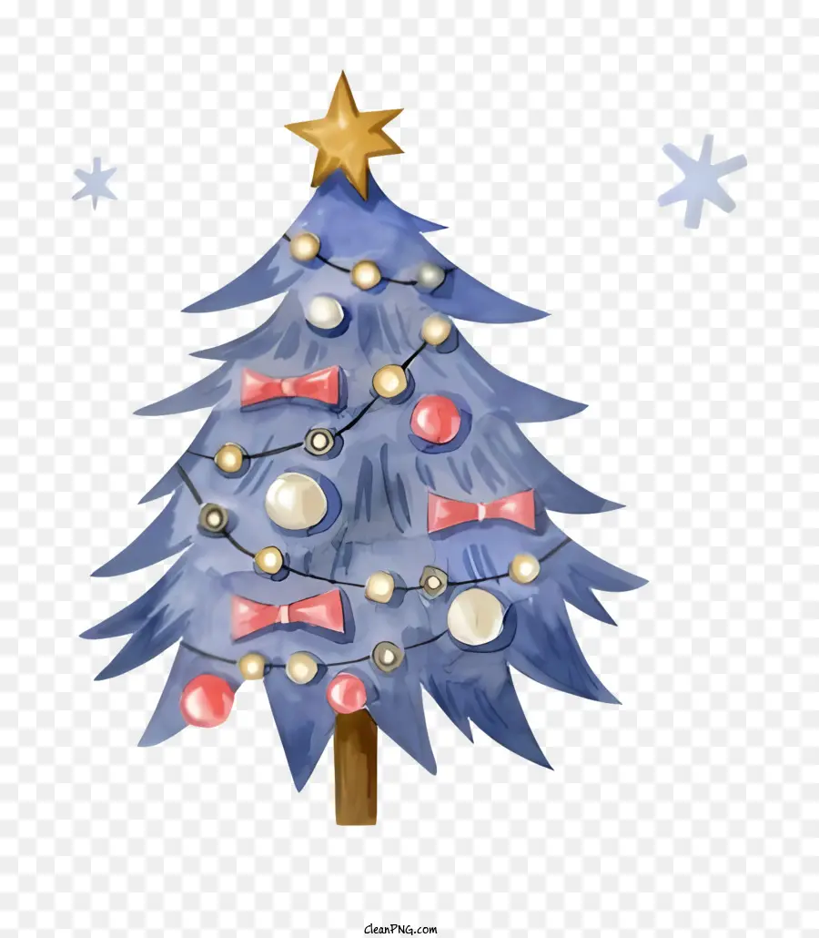 Azul árvore De Natal，Vermelho E Branco Decorações PNG