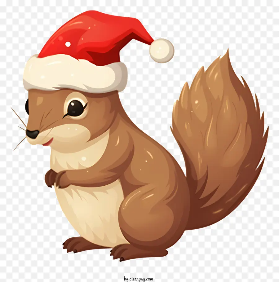 Esquilo Fofo，Esquilo Com Chapéu De Papai Noel PNG