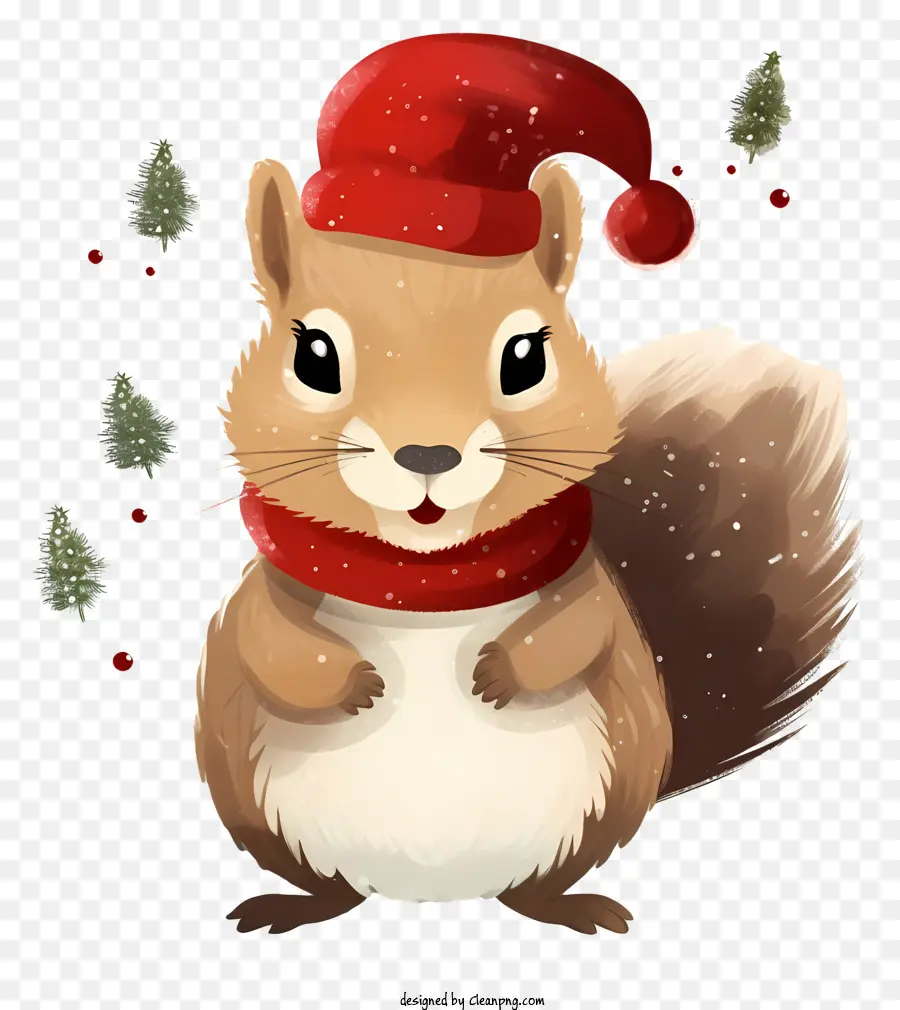 Esquilo Bonito，Chapéu De Papai Noel PNG