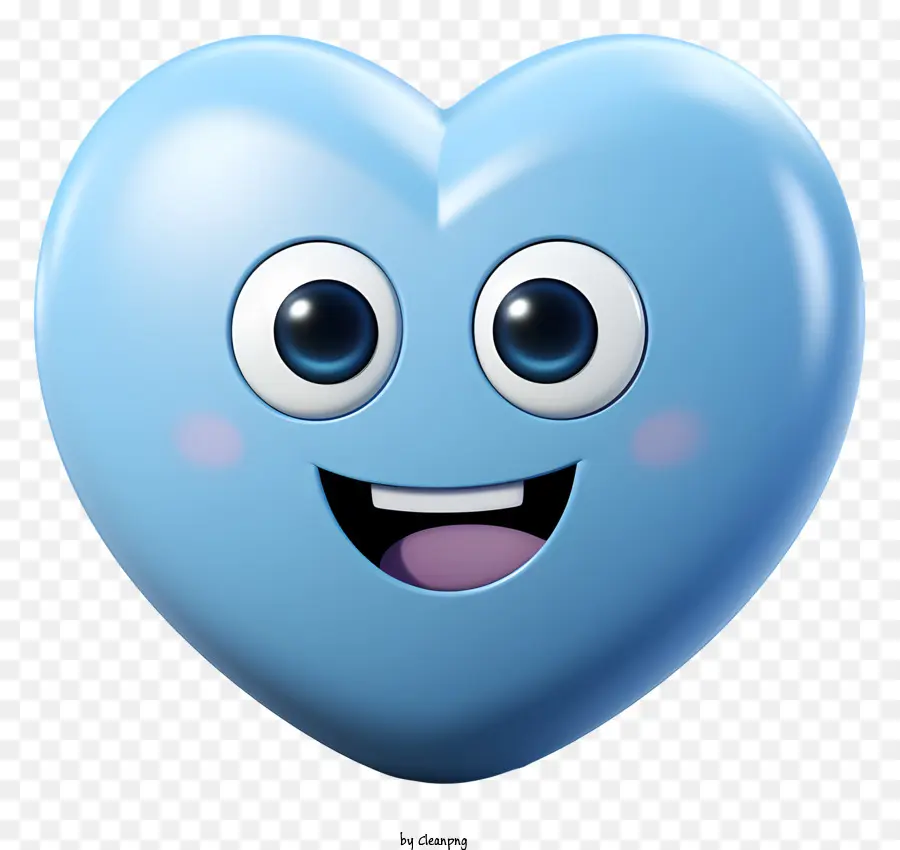 Personagem De Desenho Animado Do Coração Azul，Caráter De Coração Sorridente PNG
