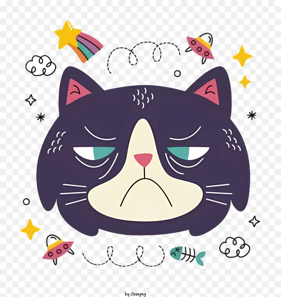 Gato De Desenho Animado，Gato Mal Humorado PNG