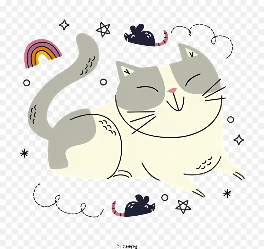Gato Branco E Cinza，Nuvem PNG