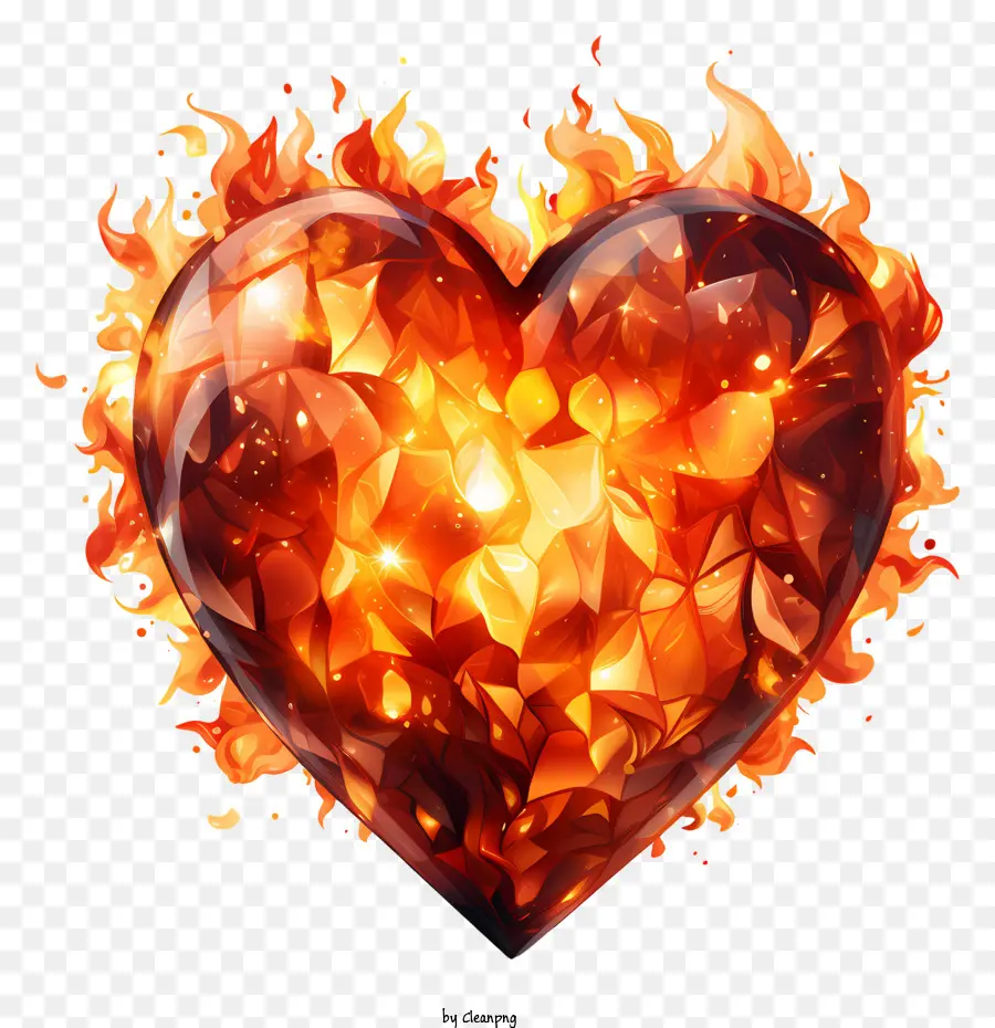 Coração Ardente，Fundo Cheio De Flame PNG