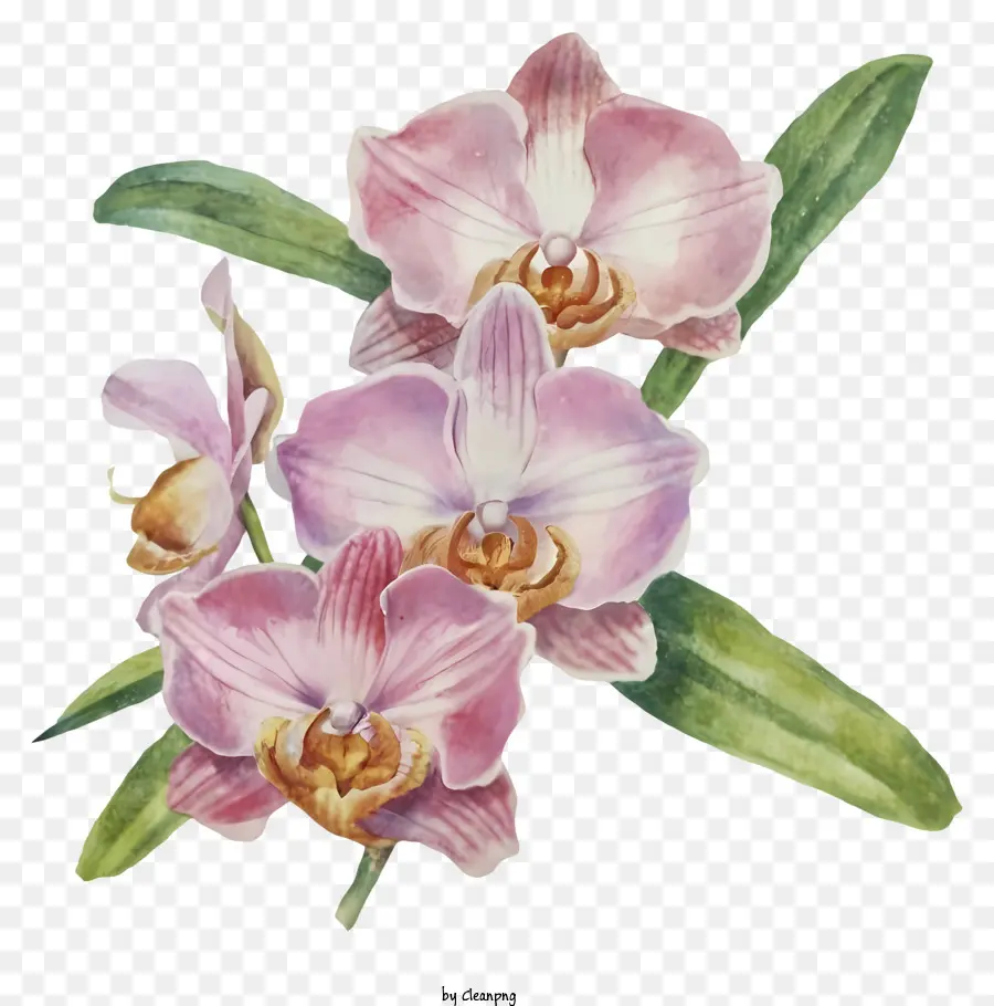 Pintura Em Aquarela，Orquídeas PNG