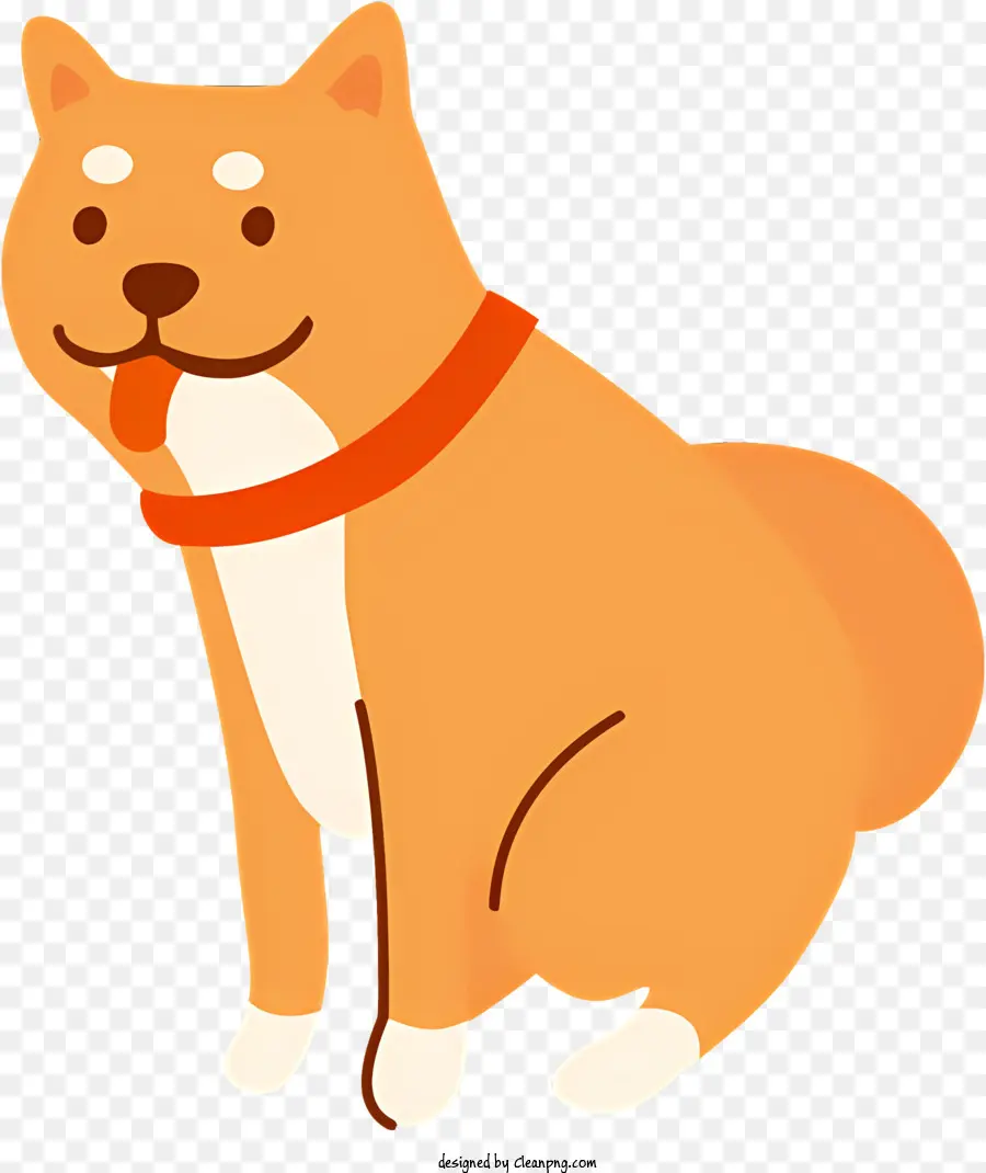 Pequeno Cachorro Laranja，Colar Vermelho PNG