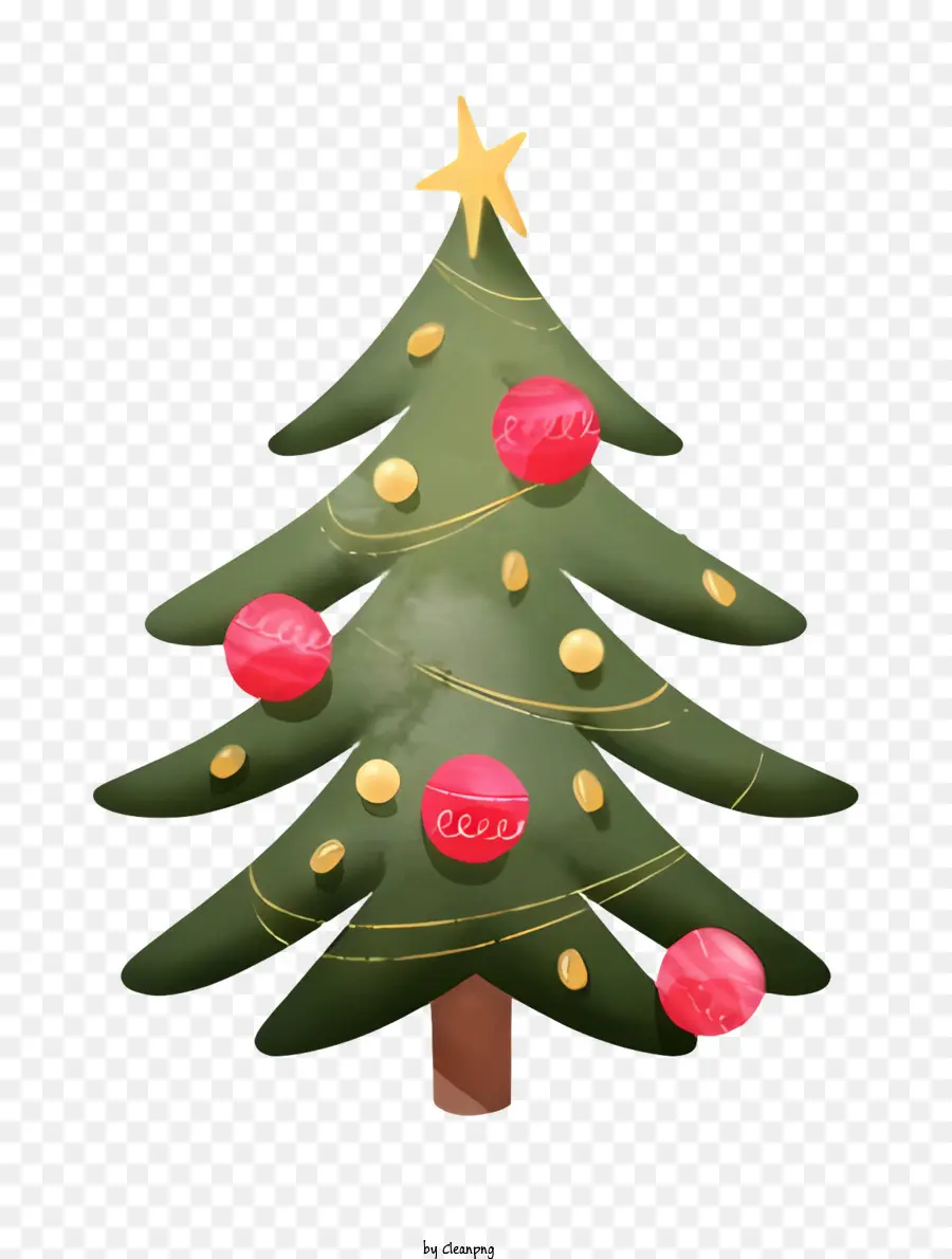 árvore De Natal Verde，Bolas Vermelhas PNG