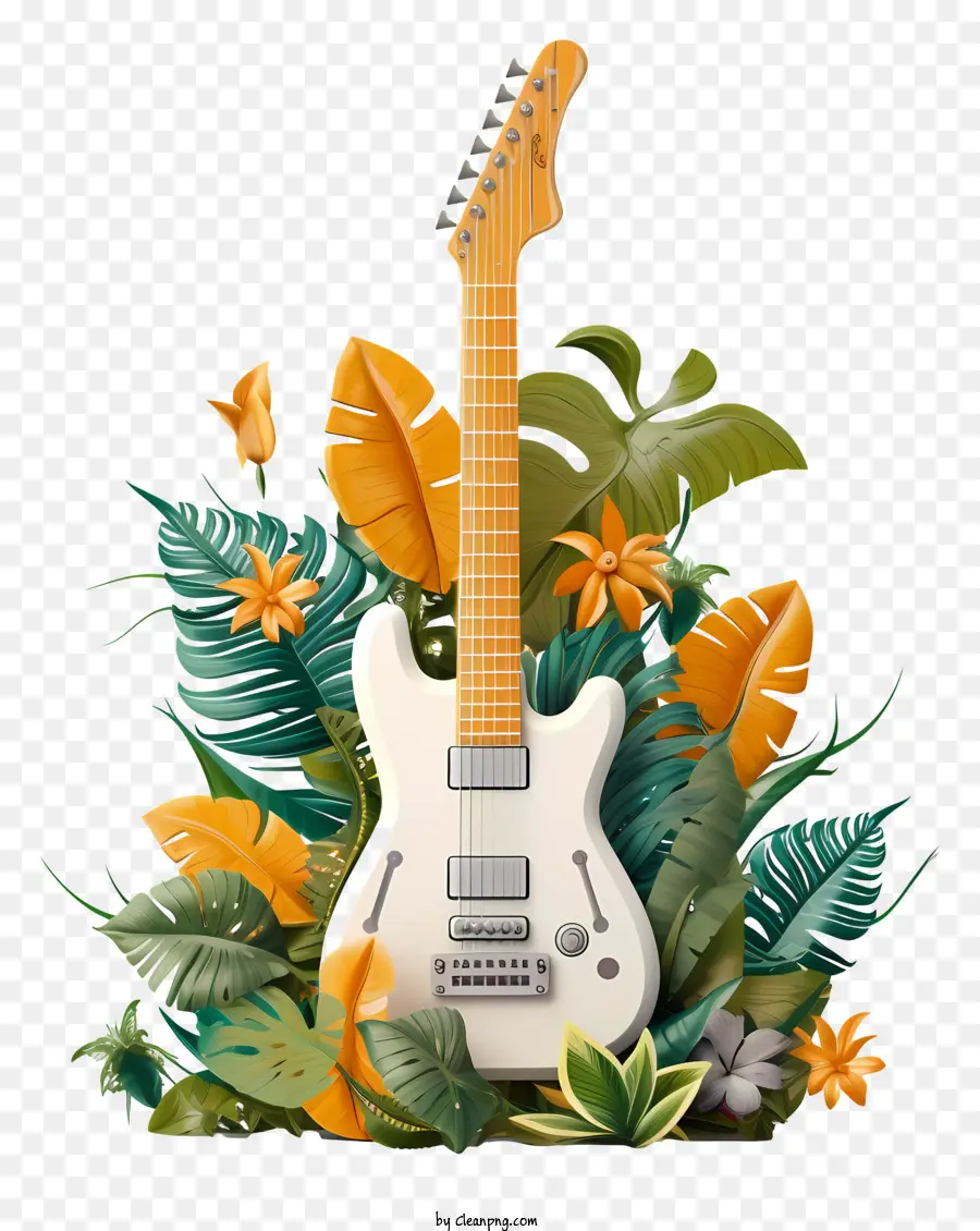 Guitarra Elétrica，Plantas Tropicais PNG